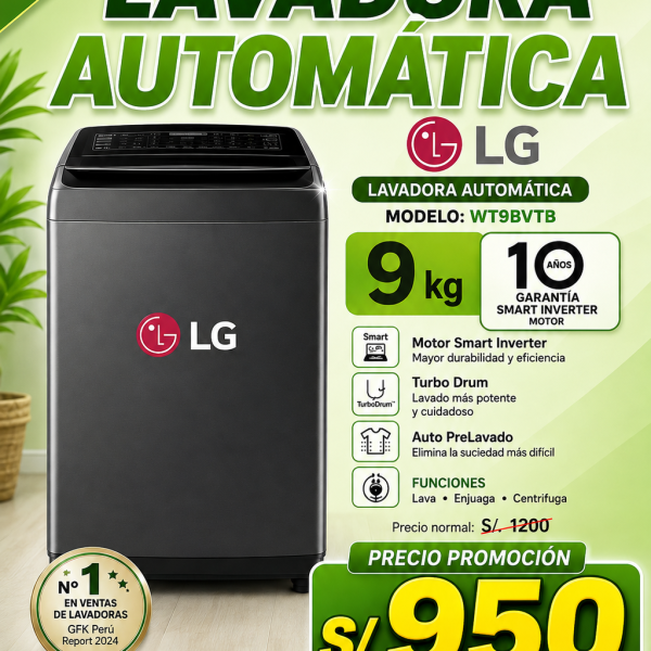 LAVADORA LG 9 KG WT9BVTB