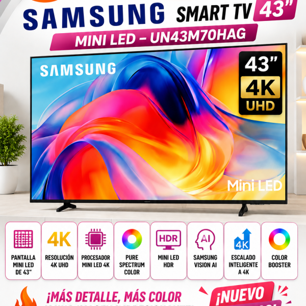 TELEVISOR SAMSUNG 43 "UN43M70HAG, MINI LED,4K ULTRA HD,Vision AI