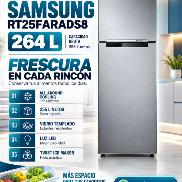 REFRIGERADORA SAMSUNG RT25FARADS8 264L