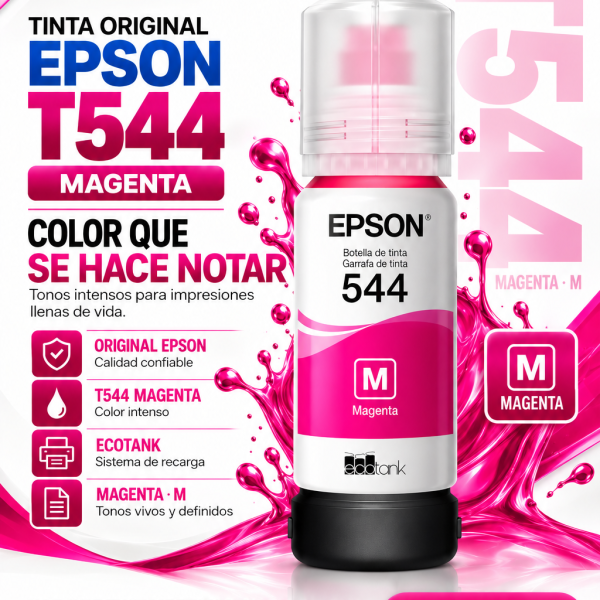 TINTA EPSON T544, COLOR MAGENTA, CONTENIDO 65ml.