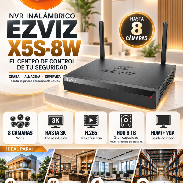 NVR EZVIZ X5S-8W SOPORTA HASTA 5MP 1HDD
