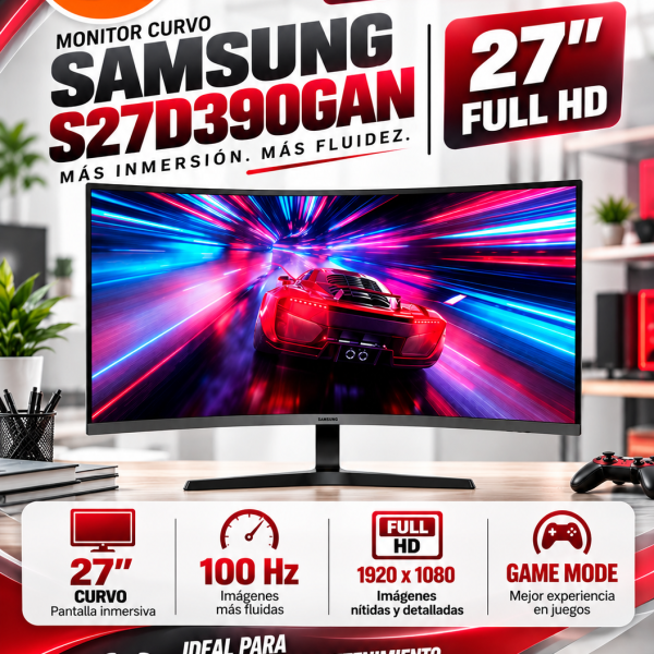 MONITOR SAMSUNG S27D390GAN 27" , FULL HD, VA , 100HZ, HDMI , VGA